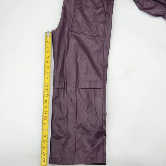Asos Jumpsuit Size 0 Womens Dark Burgundy Red Faux Leather Drawstring Wide Leg - Picture 9 of 10